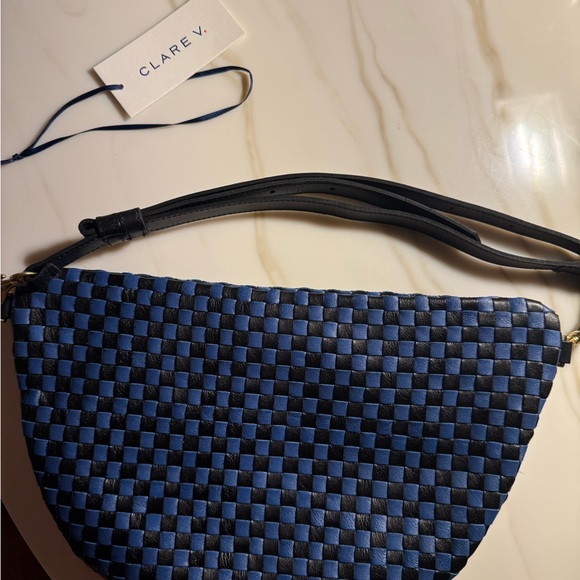 Clare V. Blue & Black Woven Shoulder Bag - Picture 2 of 3